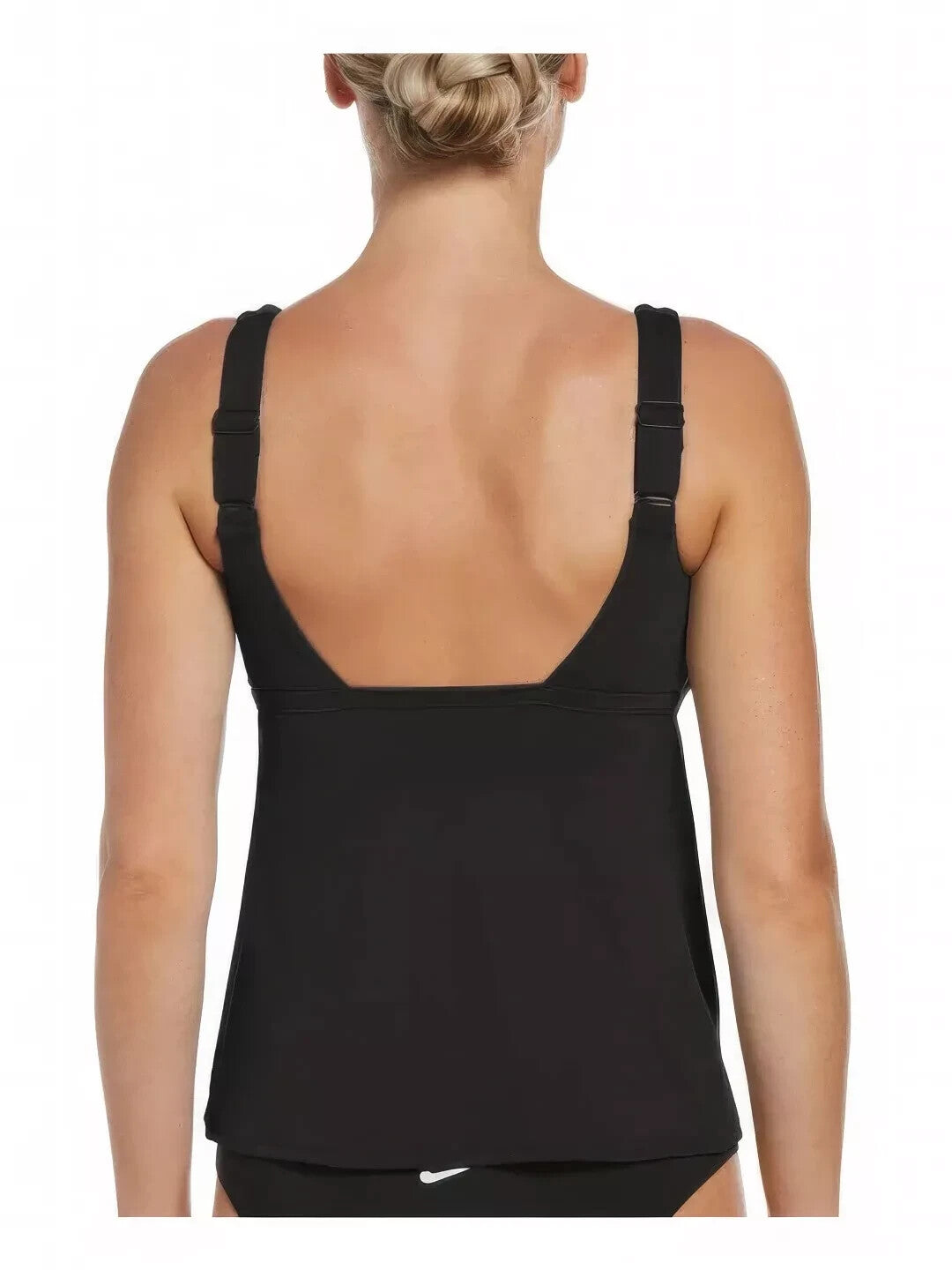 NIKE Stretch Scoop Neck Tankini Top Black Size M