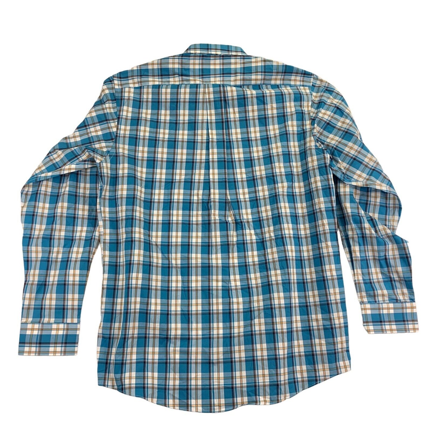 Club Room Men's Regular Fit Stretch Long Sleeve Dress Shirt Color Turq White Size 15.5 34/35