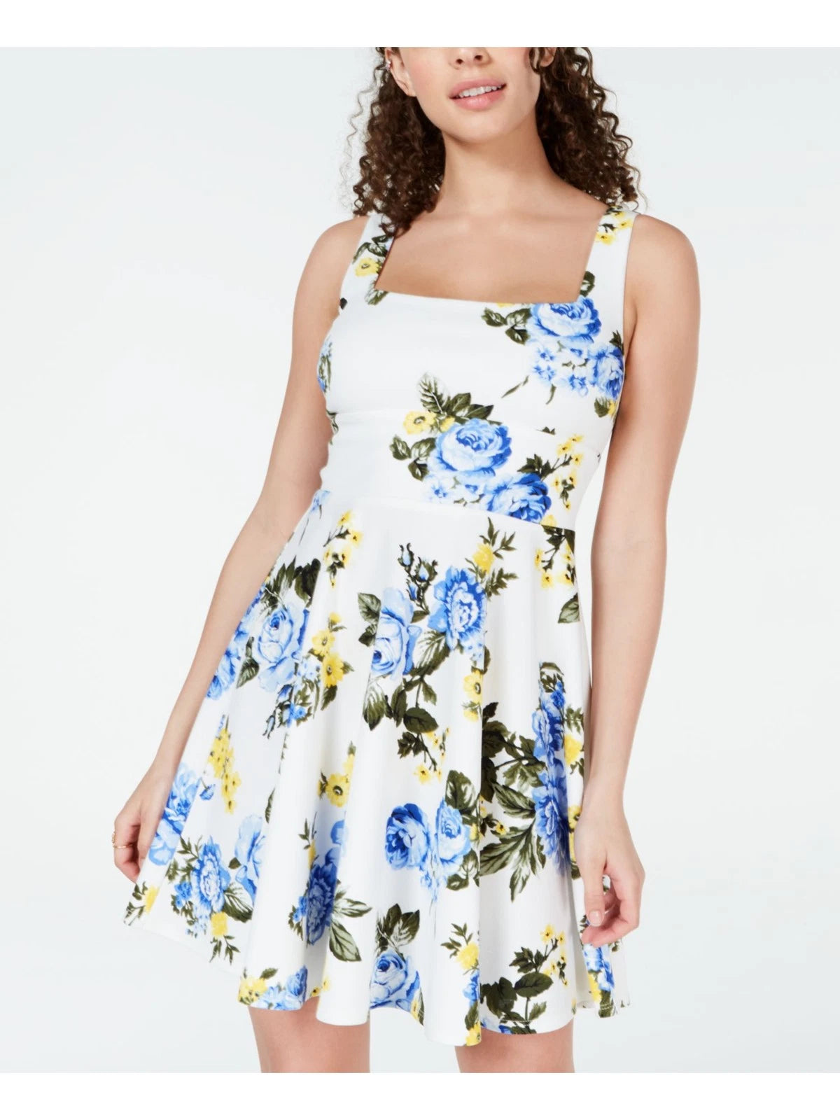 B Darlin Juniors' Tie-Back Fit & Flare Dress Ivory, Royal Size 13/14