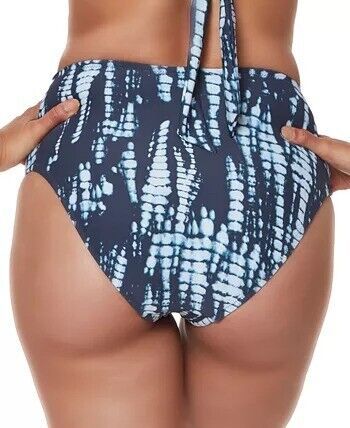 Bar III Tie-Dyed High-Rise Bikini Bottoms Color Ink Well Size M