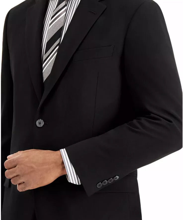 Nautica Men's Big Tall Modern-Fit Bi-Stretch 2-pc Suit Color Black Solid Size 50R x 45 Waist