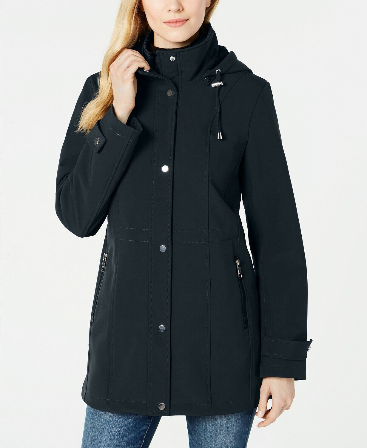 Nautica Women's Zippered Hooded Water-resistant Hooded Winter Jacket Coat Color Navy Seas Size S