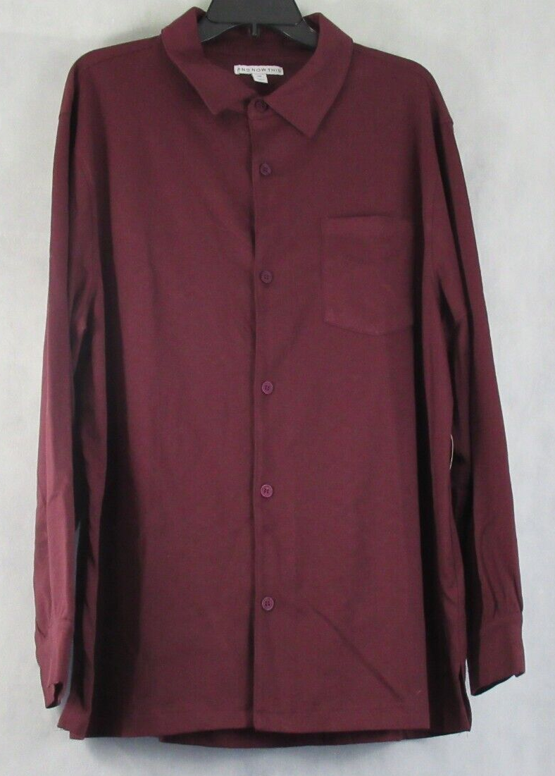 And Now This Men's Regular-Fit Solid Knit Button-Down Shirt Color Plum Size 2XL