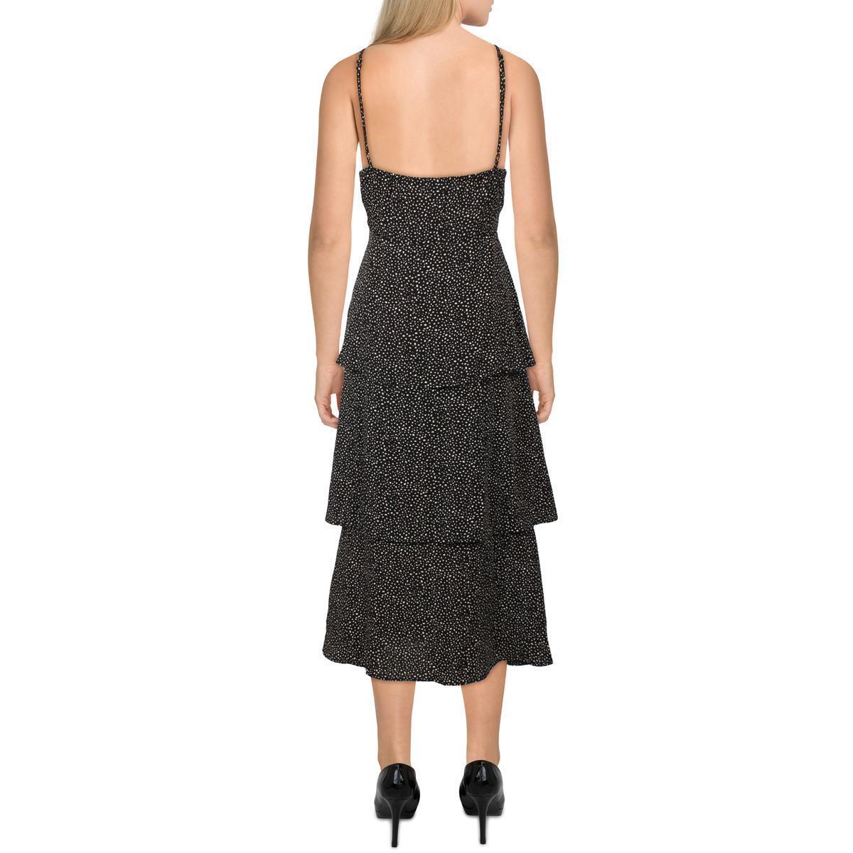 Aqua Womens Tiered Calf Summer Midi Dress Color Black Size M