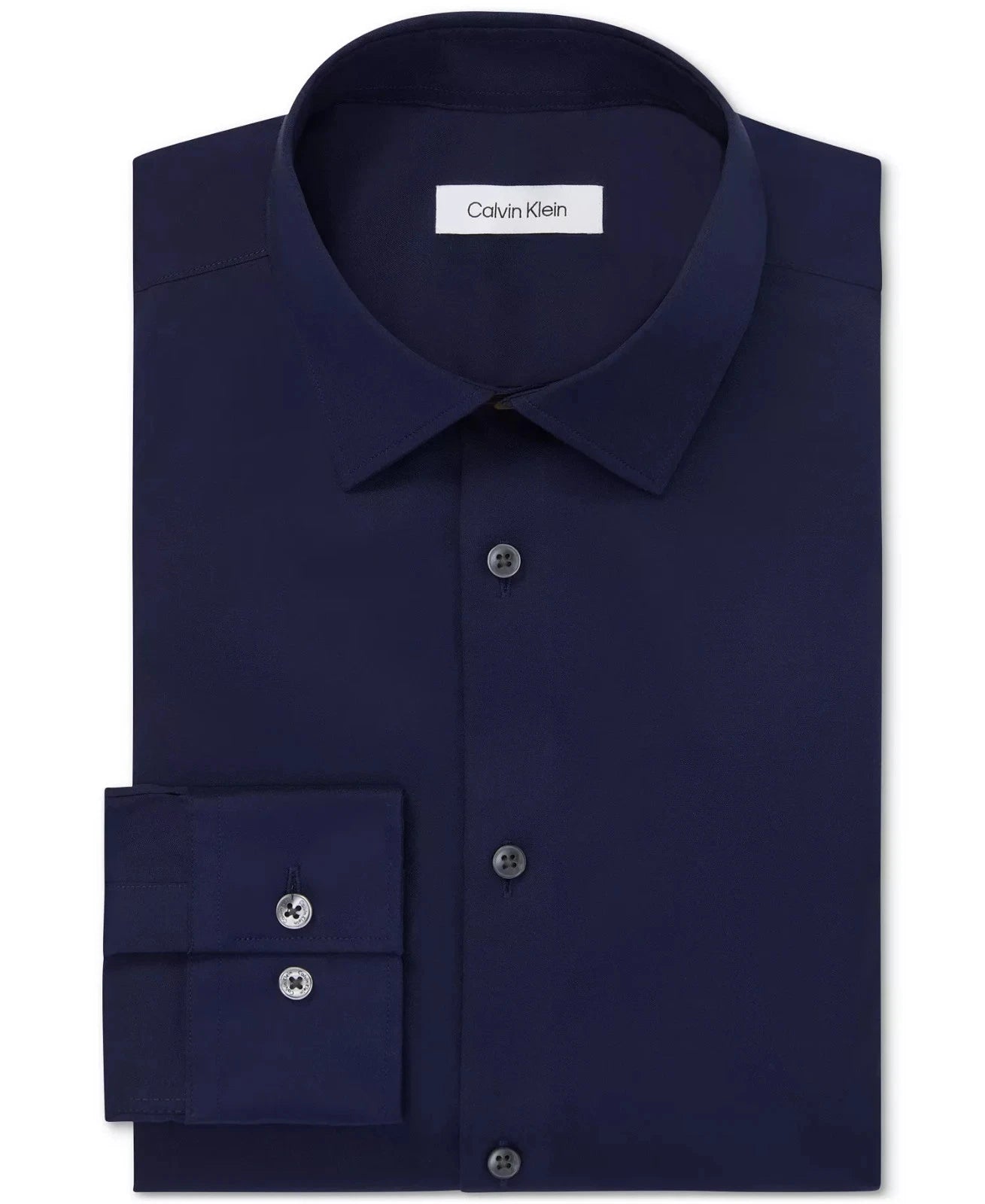 Calvin Klein Men's Refined Cotton Stretch Regular Fit Dress Shirt Navy 16.5 32/33