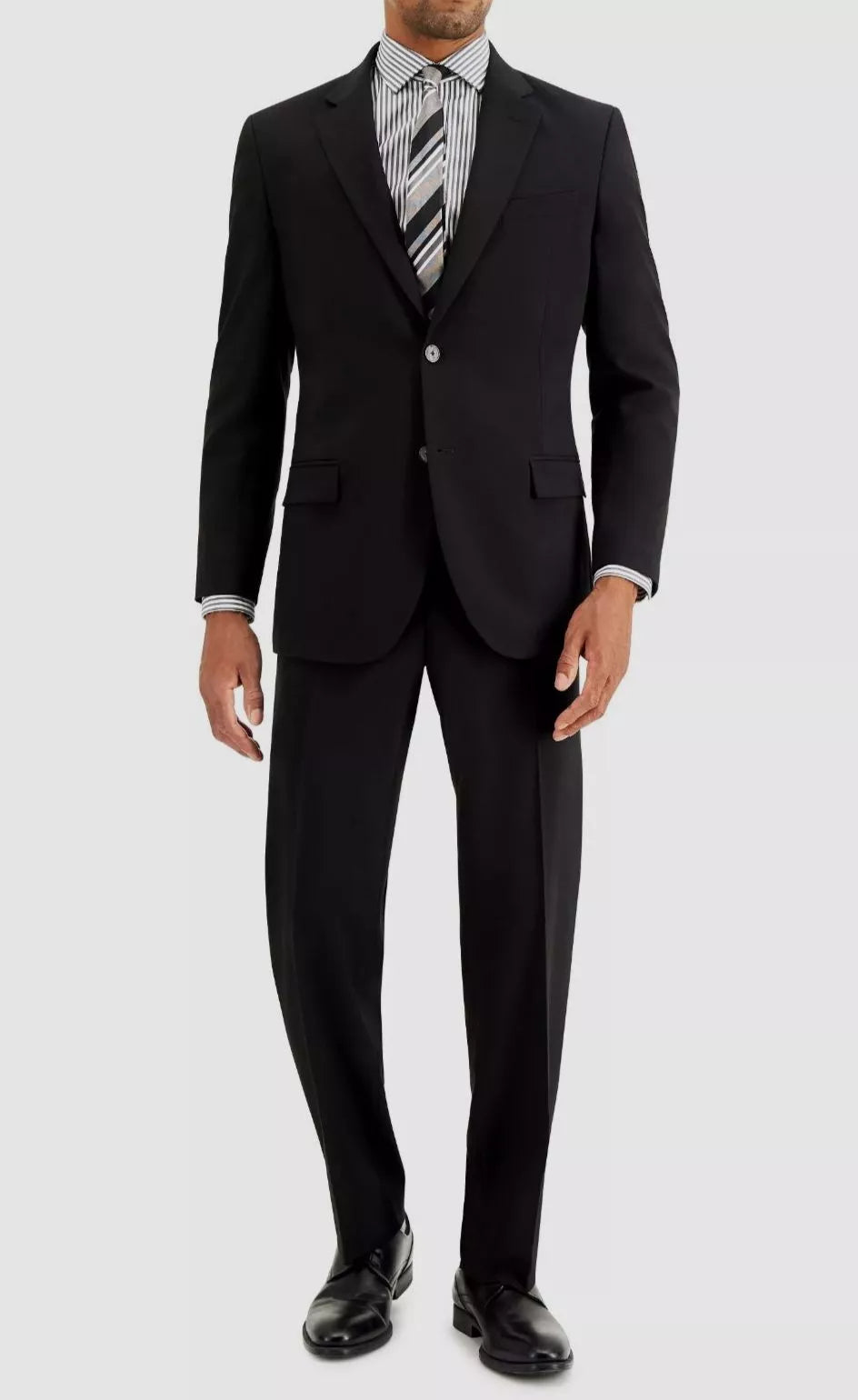 Nautica Men's Modern-Fit Bi-Stretch 2-pc Suit Color Black Solid Size 44R 38 Waist