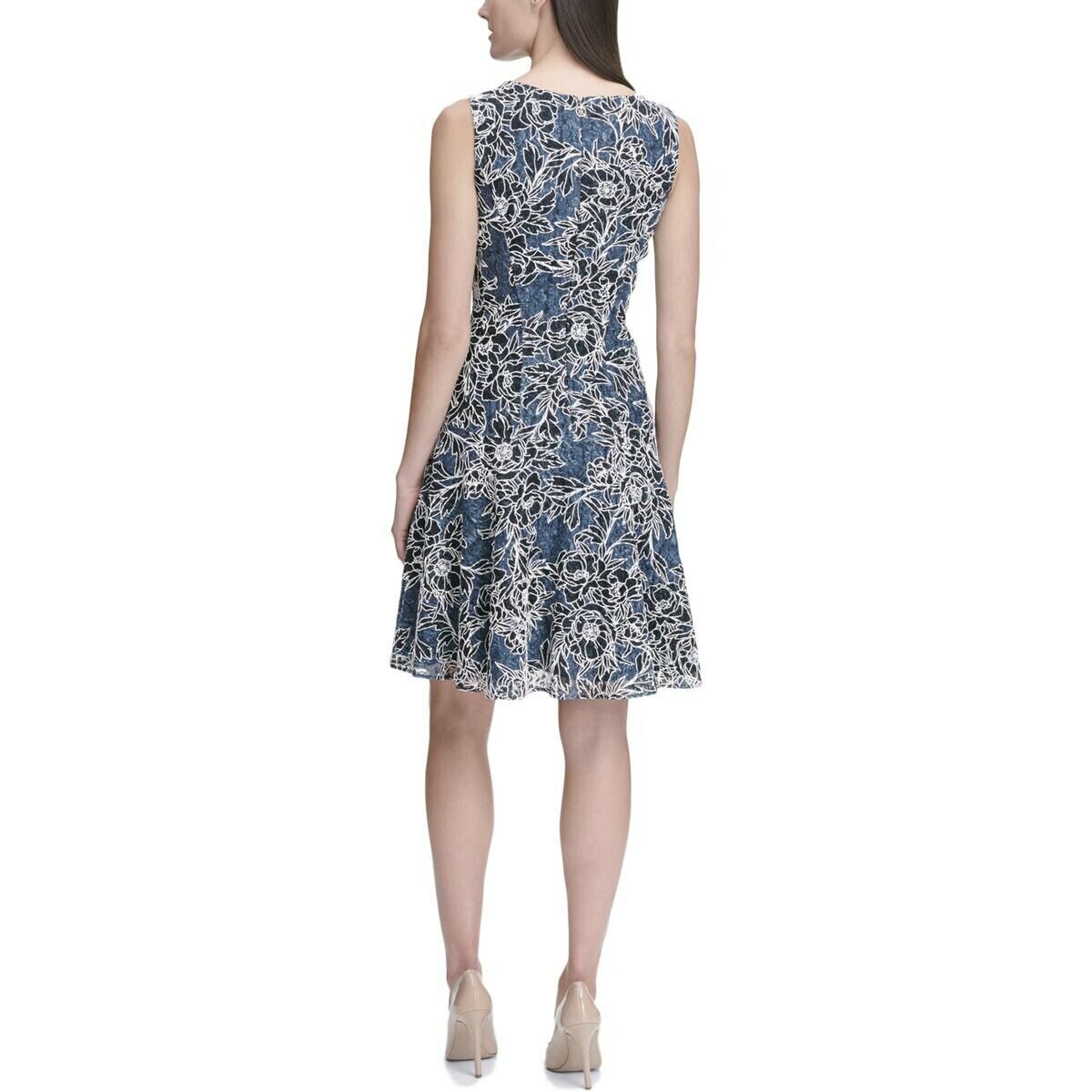 Tommy Hilfiger Petites Floral Lace Sleeveless Casual Dress Color Gray Size 6P
