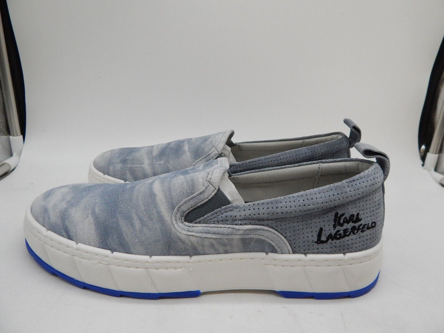 Karl Lagerfeld Paris Men's Tie-Dye Slip-On Sneakers Color Blue Leather Size 12M