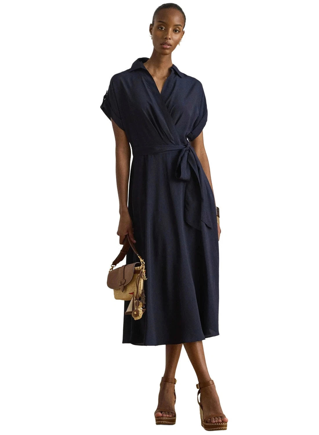 LAUREN RALPH LAUREN Women's Fratillio Short Sleeve Day Dress Navy Size 8