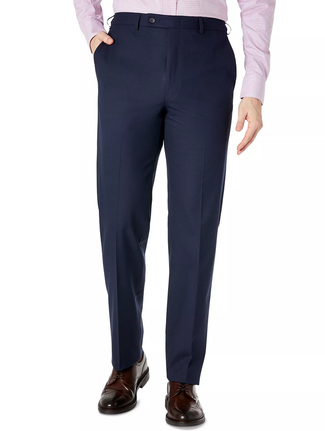 Lauren Ralph Lauren Men's Classic-Fit Solid Flat-Font Dress Pants Color Navy Solid W36xL29