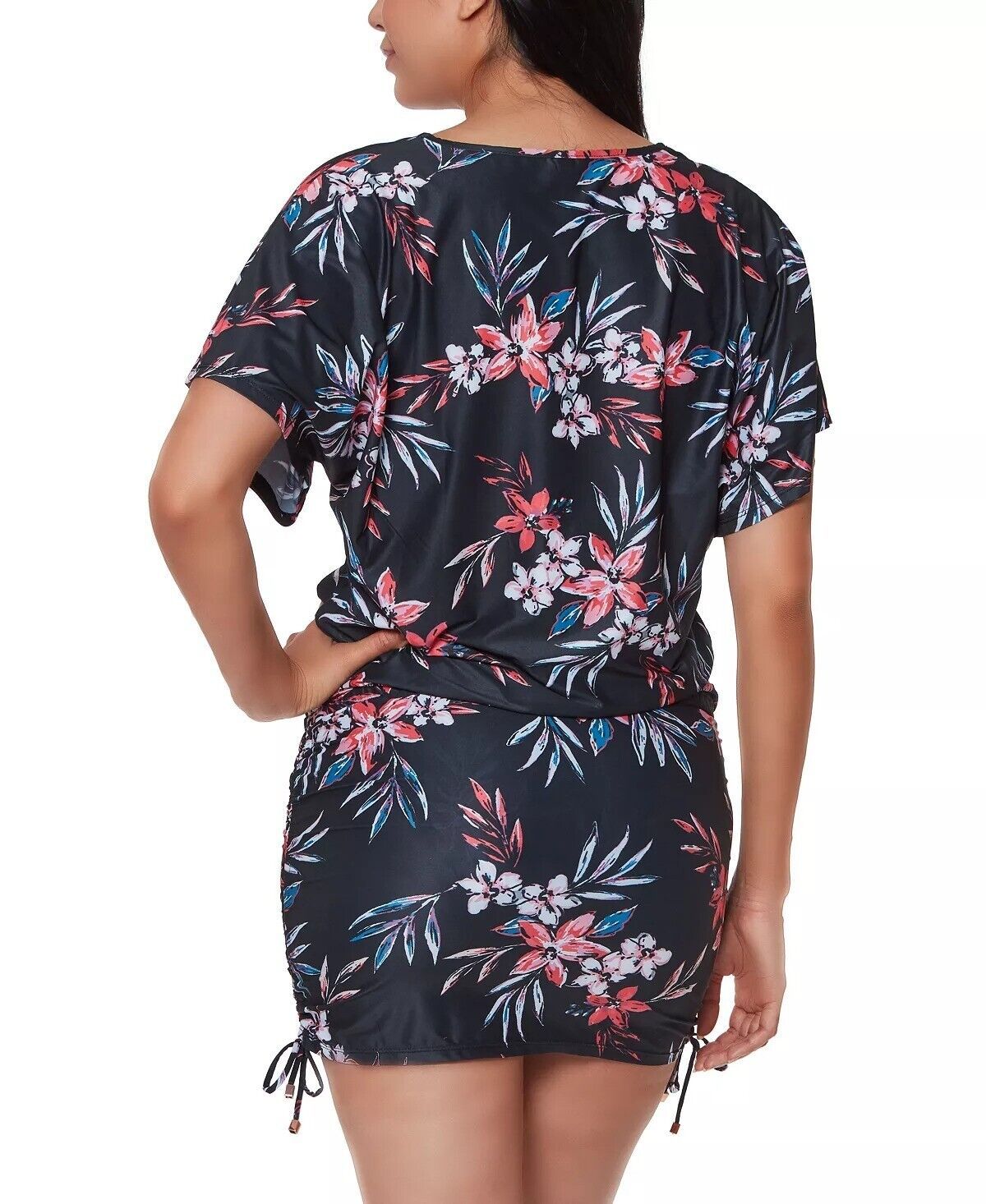 Bar III Tropical Escape Floral-Print Cover-Up Color Black Multi Size XS