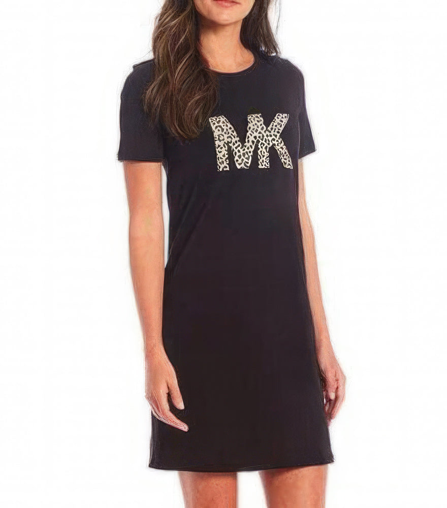 Michael Kors Women's Cheetah Logo Dress Color Black Size M