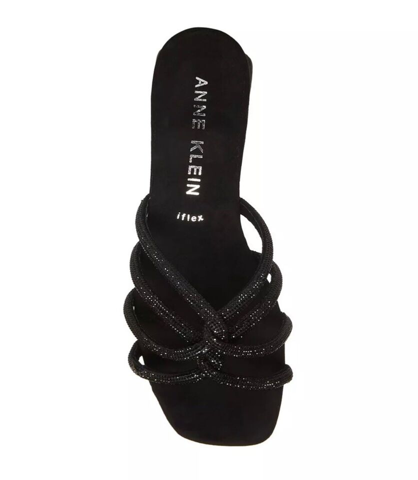 Anne Klein Women's Nikole Sandals Color Black Crystal Size 8M