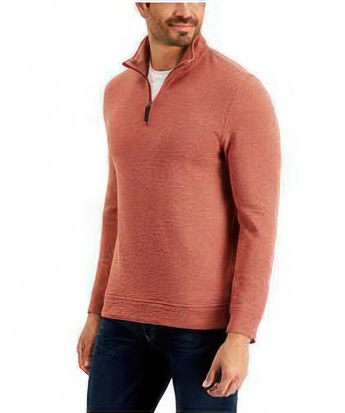 Club Room Men's Birdseye Quarter-Zip Pull-Over Sweater Color Rusty Red Size 2XL