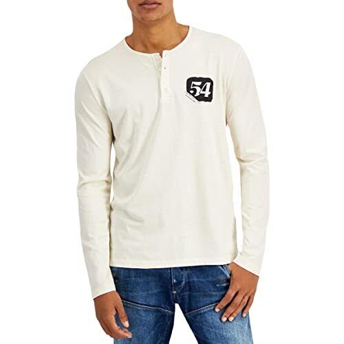 Heroes Motors Men's Fifty Four Race Long-Sleeve Henley Shirt Color Off White Size M