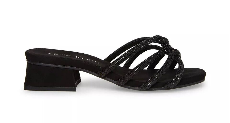 Anne Klein Women's Nikole Sandals Color Black Crystal Size 8M