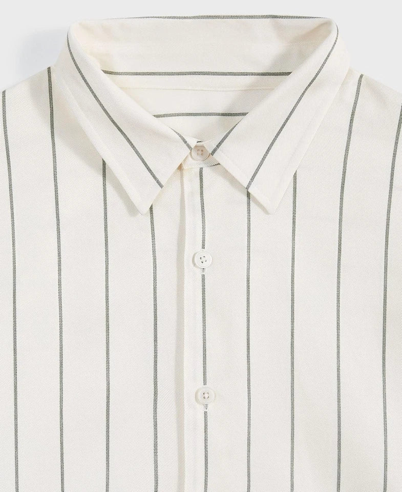 Mode of One Men's Relaxed-Fit Stripe Button Down Shirt Neo Natural Size L