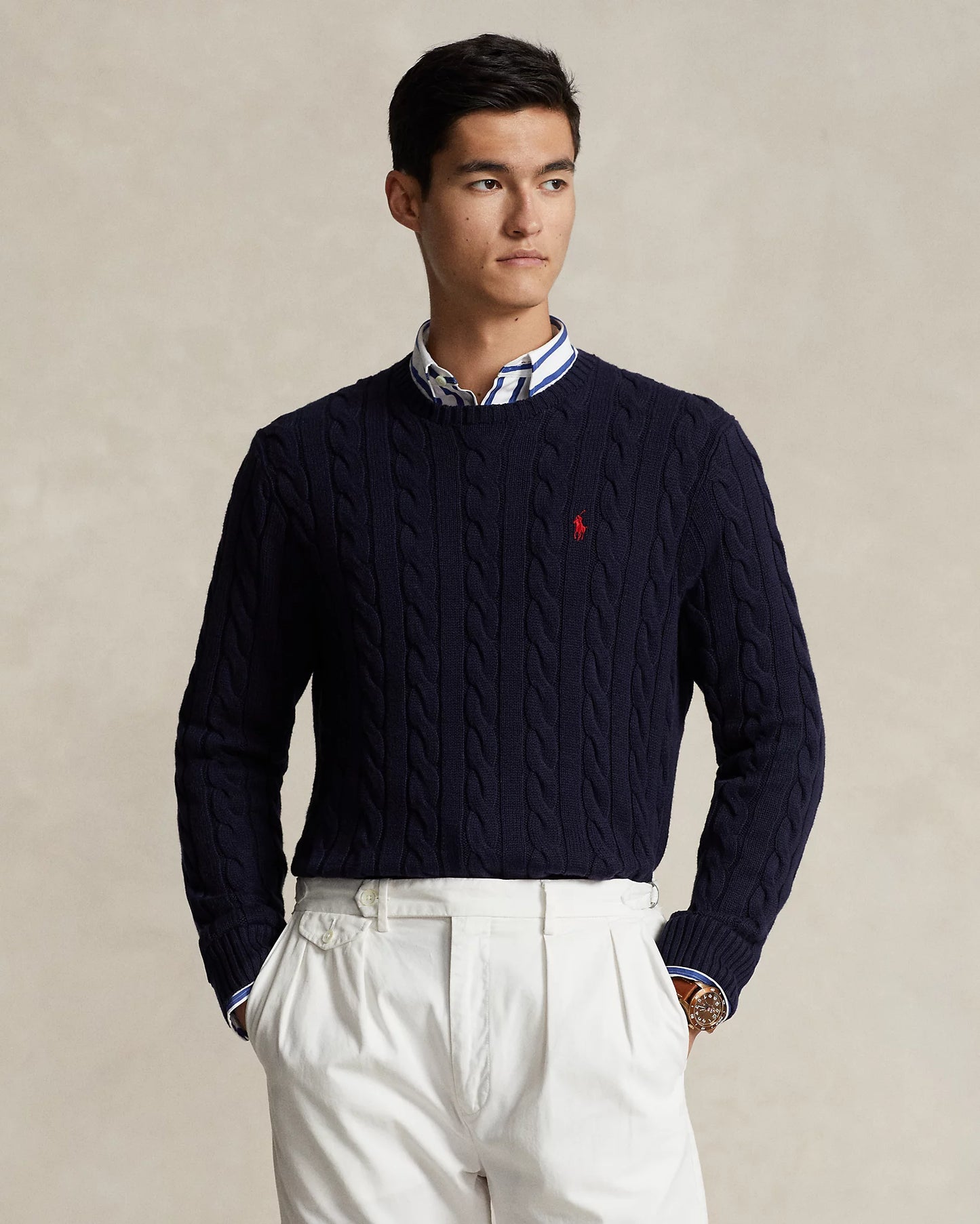 Polo Ralph Lauren Men's Cable-Knit Cotton Sweater Color Hunter Navy Size 2XL