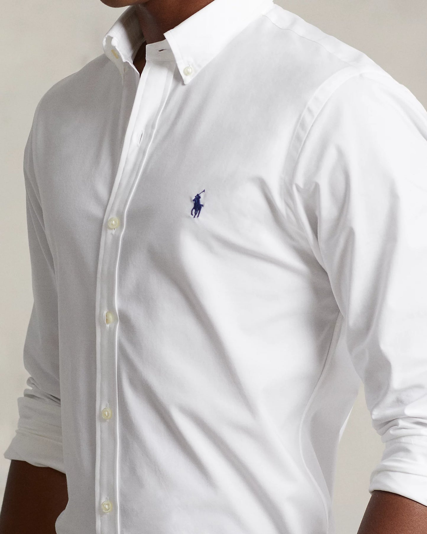 Polo Ralph Lauren Men's Classic Fit Stretch Poplin Shirt Color White Size L