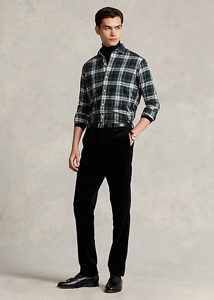 Polo Ralph Lauren Men's Classic Fit Plaid Twill Shirt Color Green/White Check Size M