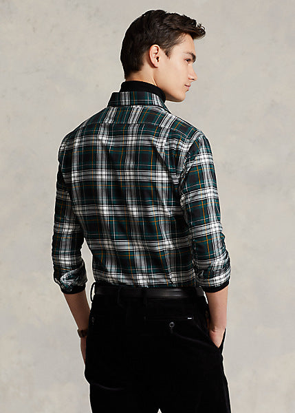 Polo Ralph Lauren Men's Classic Fit Plaid Twill Shirt Color Green/White Check Size M