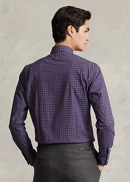 Polo Ralph Lauren Classic Fit Plaid Stretch Poplin Shirt Color Slate Size M