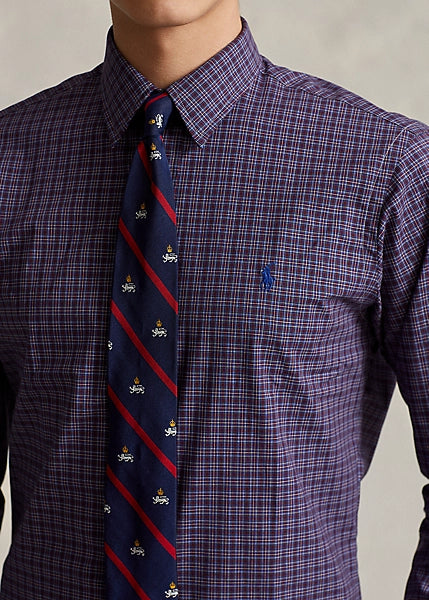 Polo Ralph Lauren Classic Fit Plaid Stretch Poplin Shirt Color Slate Size M