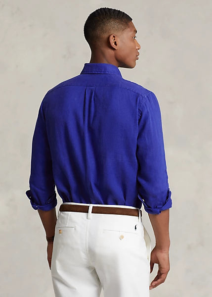 Polo Ralph Lauren Men's Classic Fit Linen Shirt Color Blue Size 2XL