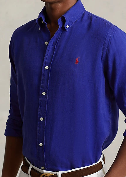 Polo Ralph Lauren Men's Classic Fit Linen Shirt Color Blue Size 2XL