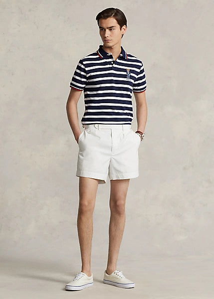 Polo Ralph Lauren Men's Custom Slim Polo Bear Mesh Polo Shirt Color Cruise Navy/White Size L