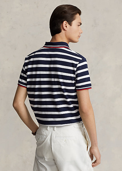 Polo Ralph Lauren Men's Custom Slim Polo Bear Mesh Polo Shirt Color Cruise Navy/White Size L