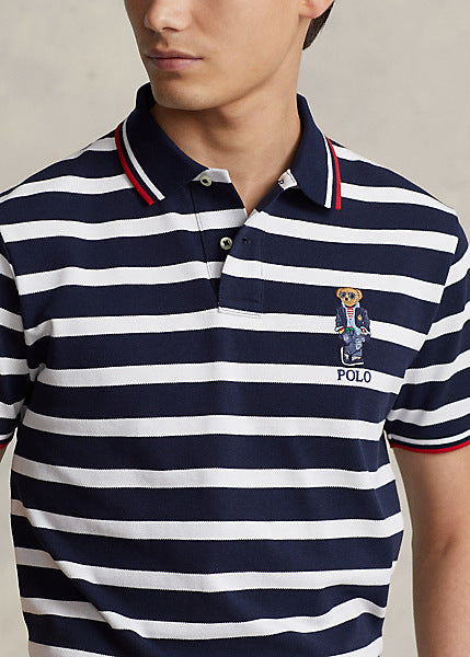 Polo Ralph Lauren Men's Custom Slim Polo Bear Mesh Polo Shirt Color Cruise Navy/White Size L