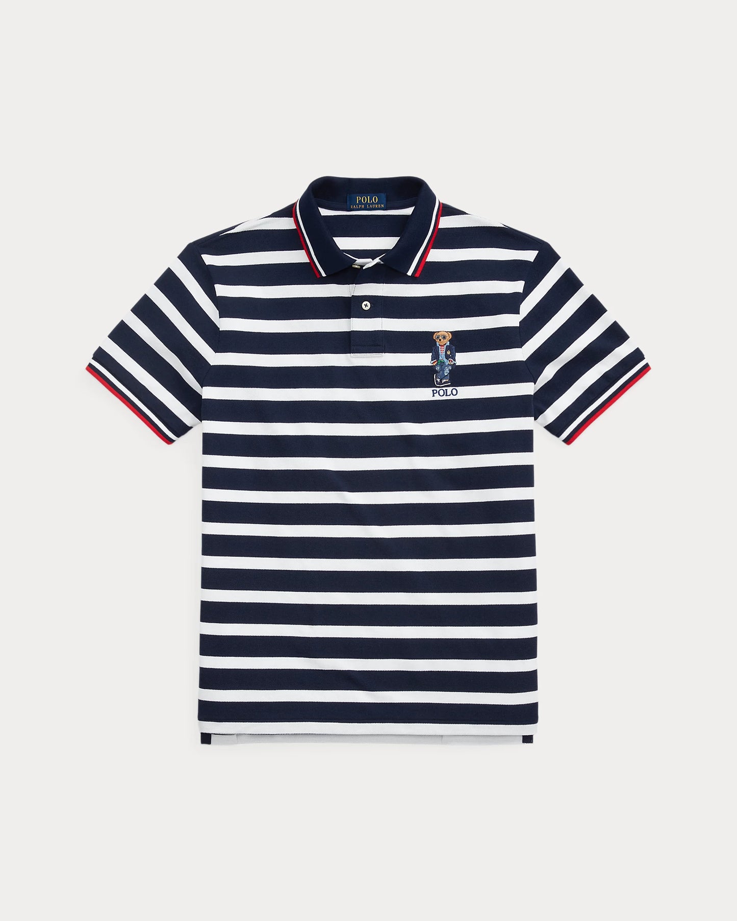 Polo Ralph Lauren Men's Custom Slim Polo Bear Mesh Polo Shirt Color Cruise Navy/White Size L