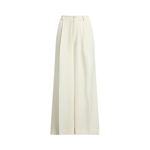 LAUREN RALPH LAUREN Women's Double-Faced Georgette Wide-Leg Pants Mascarpone Cream Size 4