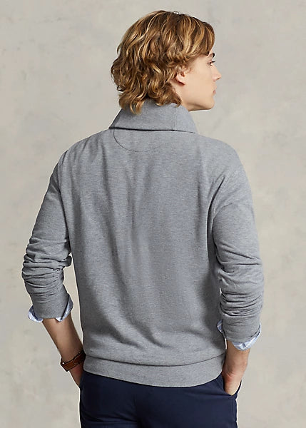 Polo Ralph Lauren Men's Luxury Jersey Shawl-Collar Pullover Color Gray Size L