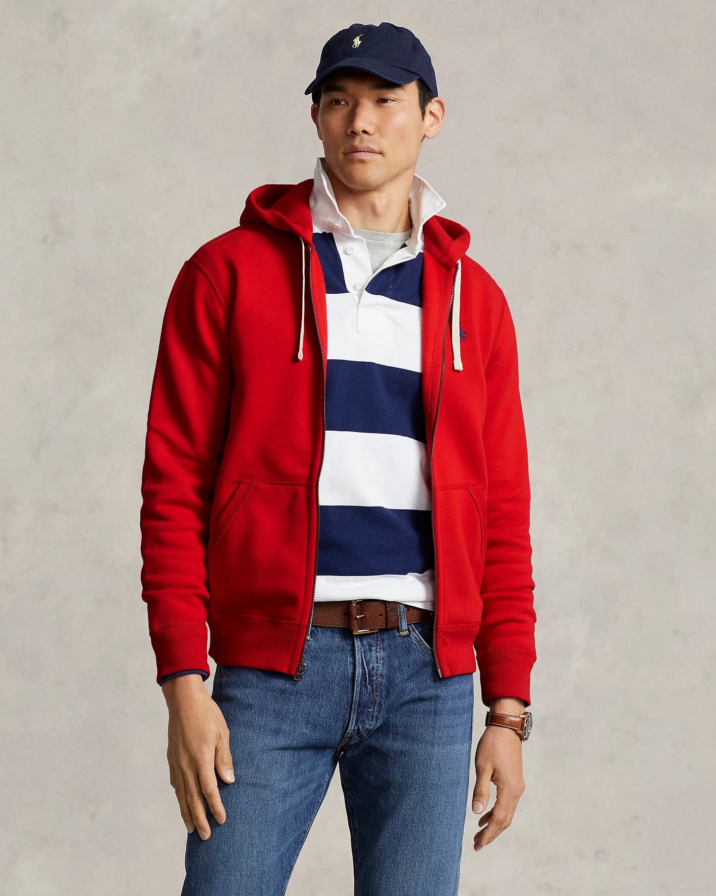 Polo Ralph Lauren Men's Signature Fleece Full-Zip Hoodie Color Red Size XL