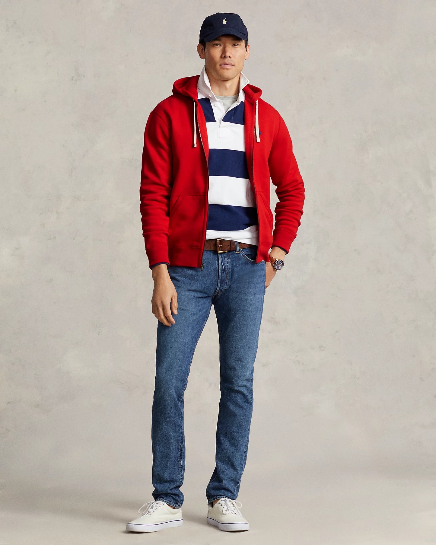 Polo Ralph Lauren Men's Signature Fleece Full-Zip Hoodie Color Red Size XL