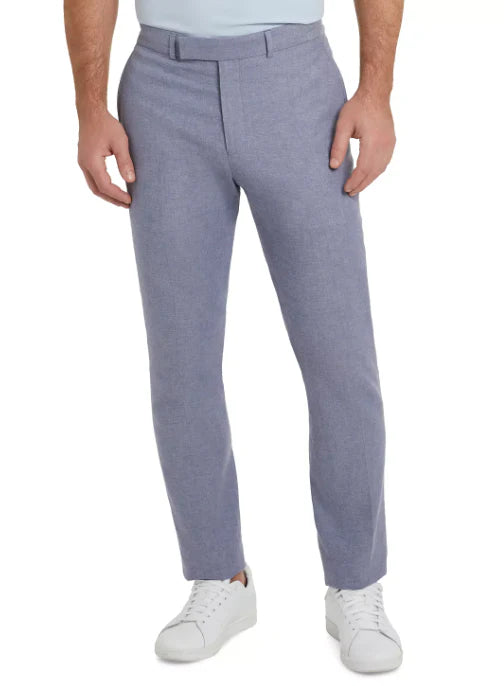 Kenneth Cole Reaction Men's Slim-Fit Linen Blend Suit Pants Blue Stretch W35xL32