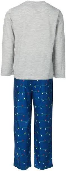Family Pajamas Kids Fleece Navidad Pajama Set Color Holiday Lights Size 4-5