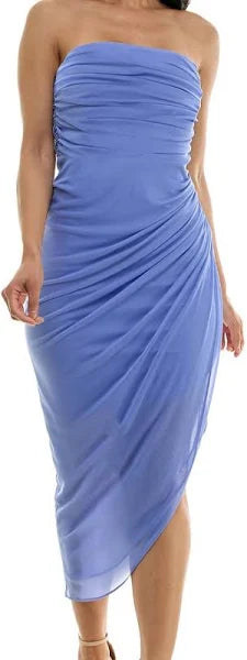 Emerald Sundae Juniors Strapless Ruched Mesh Bodycon Mini Dress Perri Size M