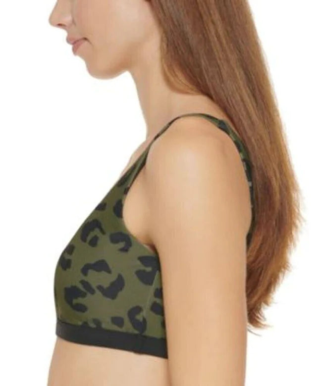 DKNY Leopard-Print Bikini Top Color Leopard Moss Green Size XS