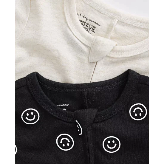 First Impressions Baby Girls & Boys Smiley Splash 2-Pk. Footed Coveralls Color Deep Black Size Newborn