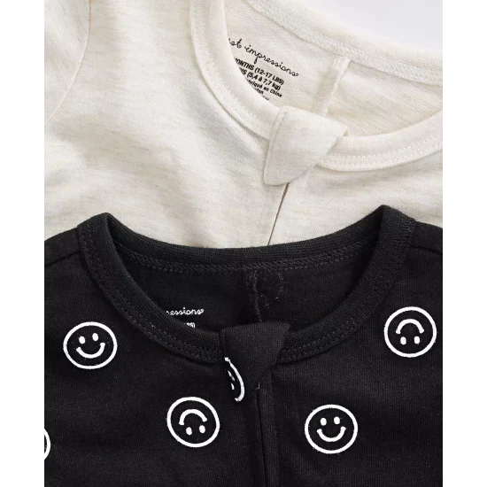 First Impressions Baby Girls & Boys Smiley Splash 2-Pk. Footed Coveralls Color Deep Black Size 0-3 Months