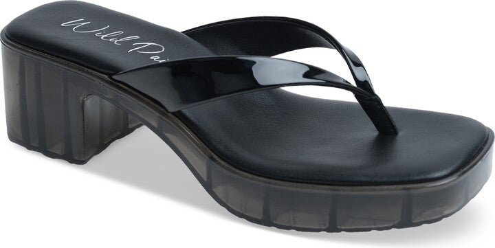 Wild Pair Apolo Slip-On Platform Thong Jelly Dress Sandals Color Black Patent Size 7M
