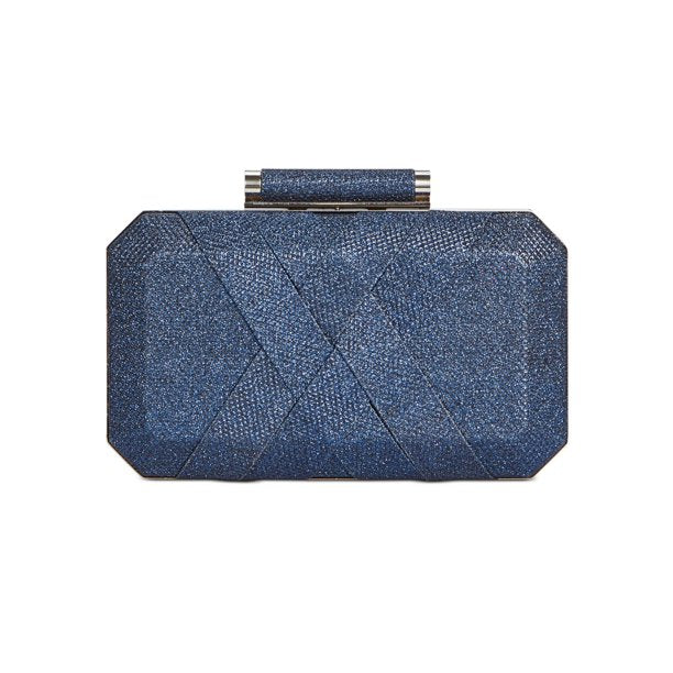 INC Women's Glitter Xx Chain Strap Clutch Handbag Purse Color Navy