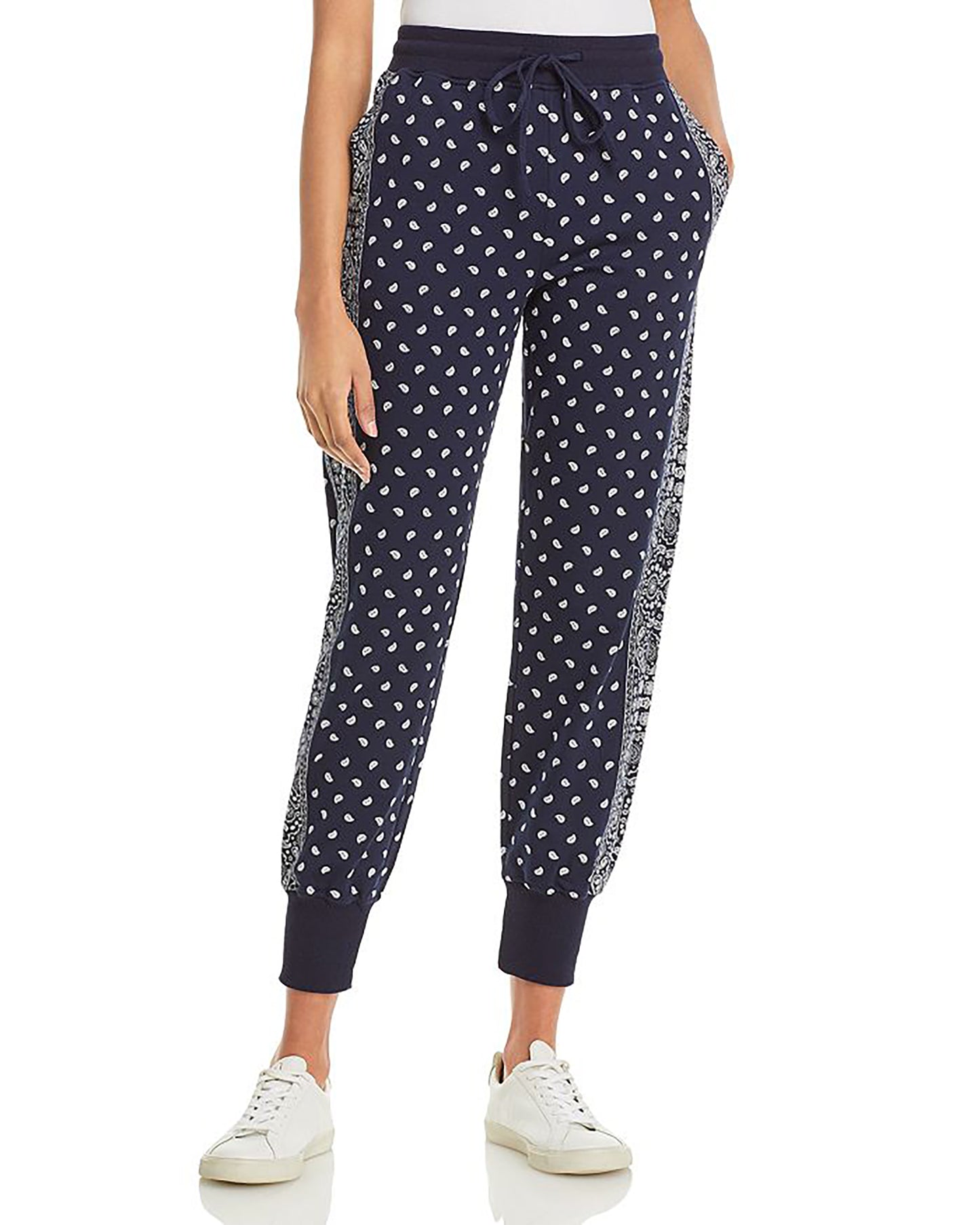 AQUA Women's Bandana Print Sweatpants Color Navy/White Size XS