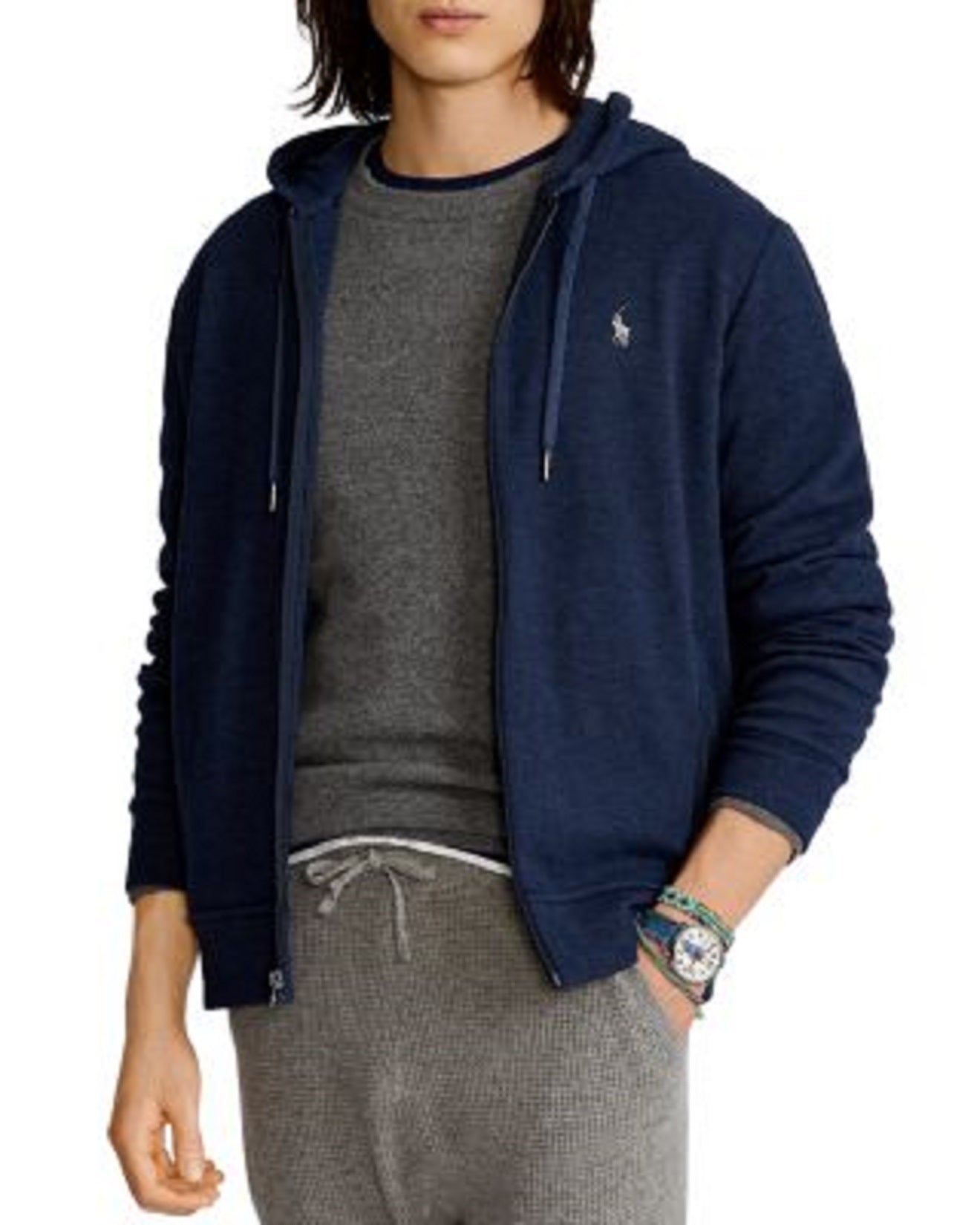 Polo Ralph Lauren Men's Cotton Blend Zip Up Hoodie Color Blue Size L