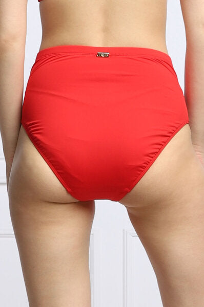Lauren Ralph Lauren Beach Club Shirred High Waist Swimsuit Bottom Color Red Size 16