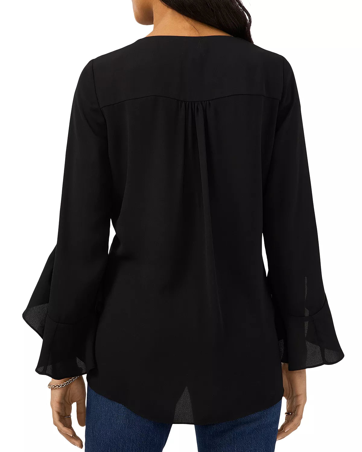 VINCE CAMUTO Women's Flutter Sleeve Crossover Top Color Rich Black Size XS