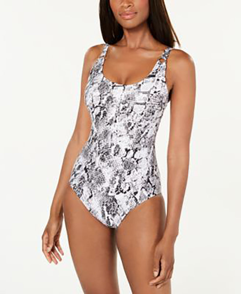 Calvin Klein CHARCOAL PYTHON Starburst One-Piece Swimsuit Size 16